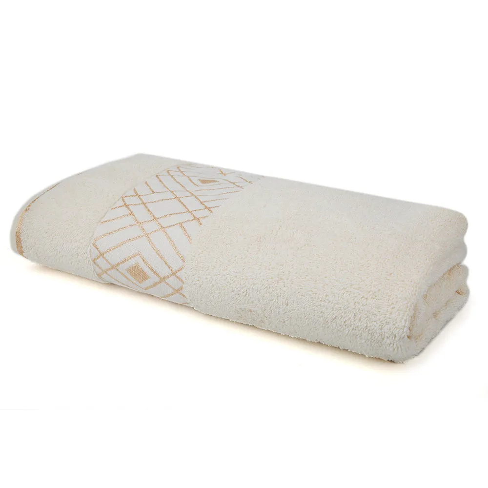 Bath Towel Greek Border - Off White