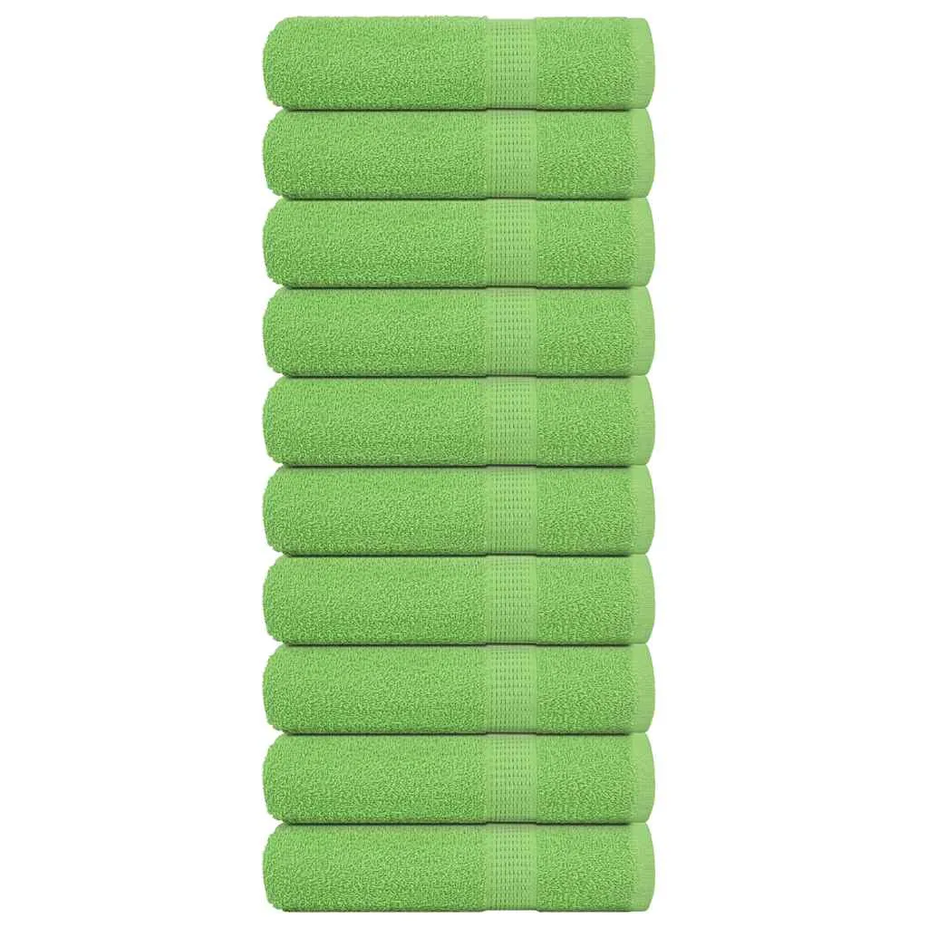 Bath Towels 10 pcs Apple Green 100x150 cm 360 gsm 100% Cotton