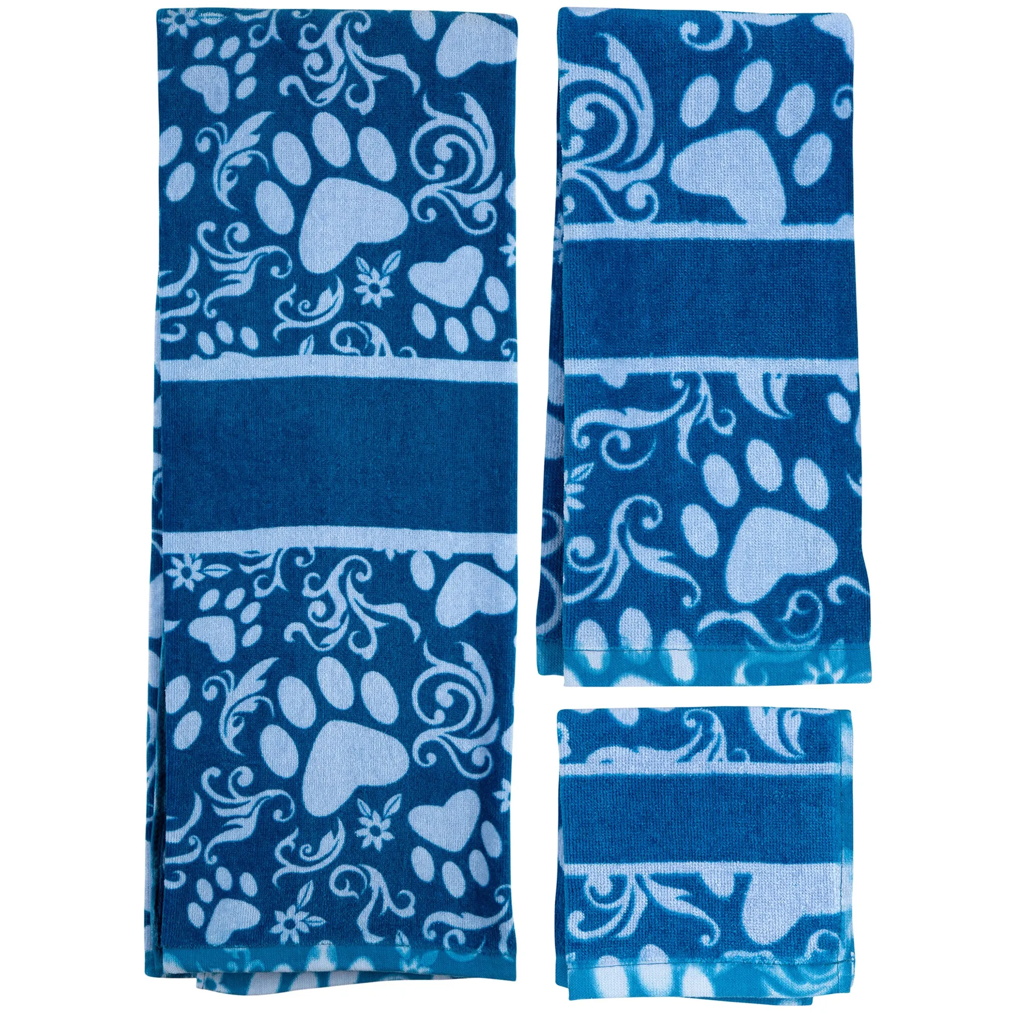 Beautiful Blues Paw Print Bath Towel