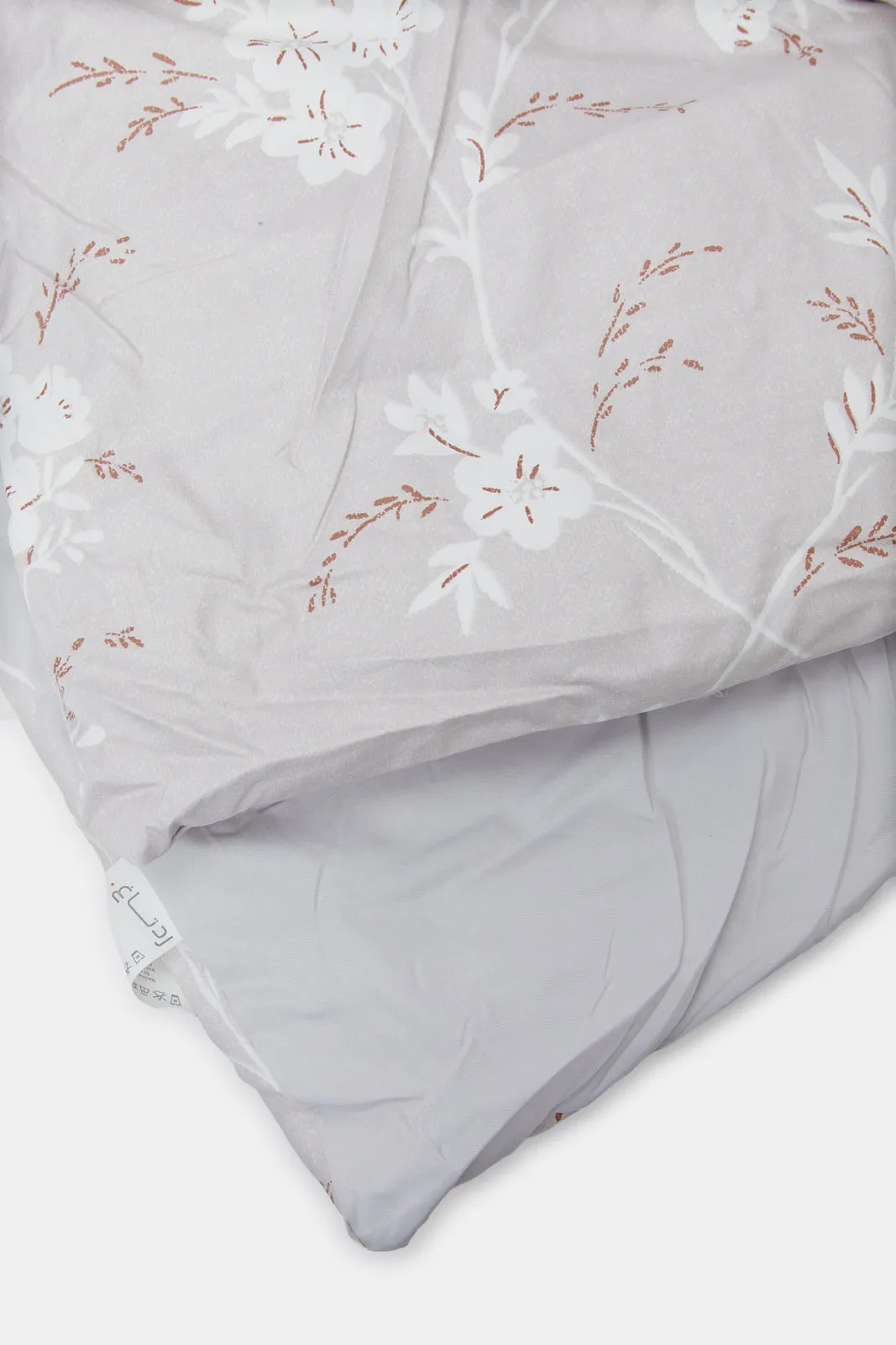 Beige 4 Piece Floral Printed Comforter Set (Double Size)