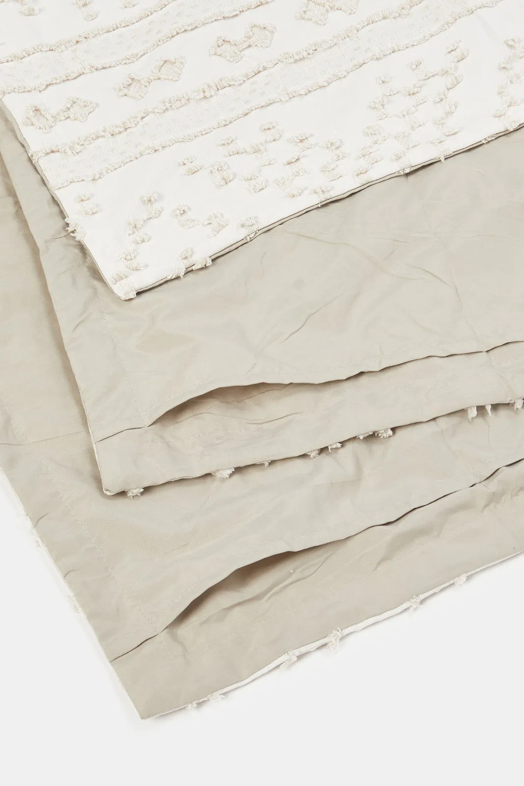 Beige Jacquard Comforter 7 Piece Set (King Size)