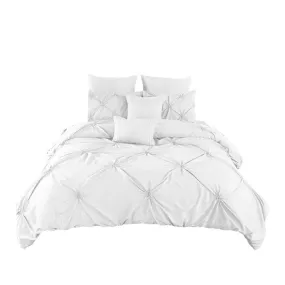 Benzara 8 Piece King Polyester Comforter Set with Diamond Tufting, White