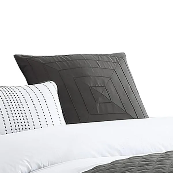 Benzara 8 Piece King Size Fabric Comforter Set with Oversized Check Prints, Black