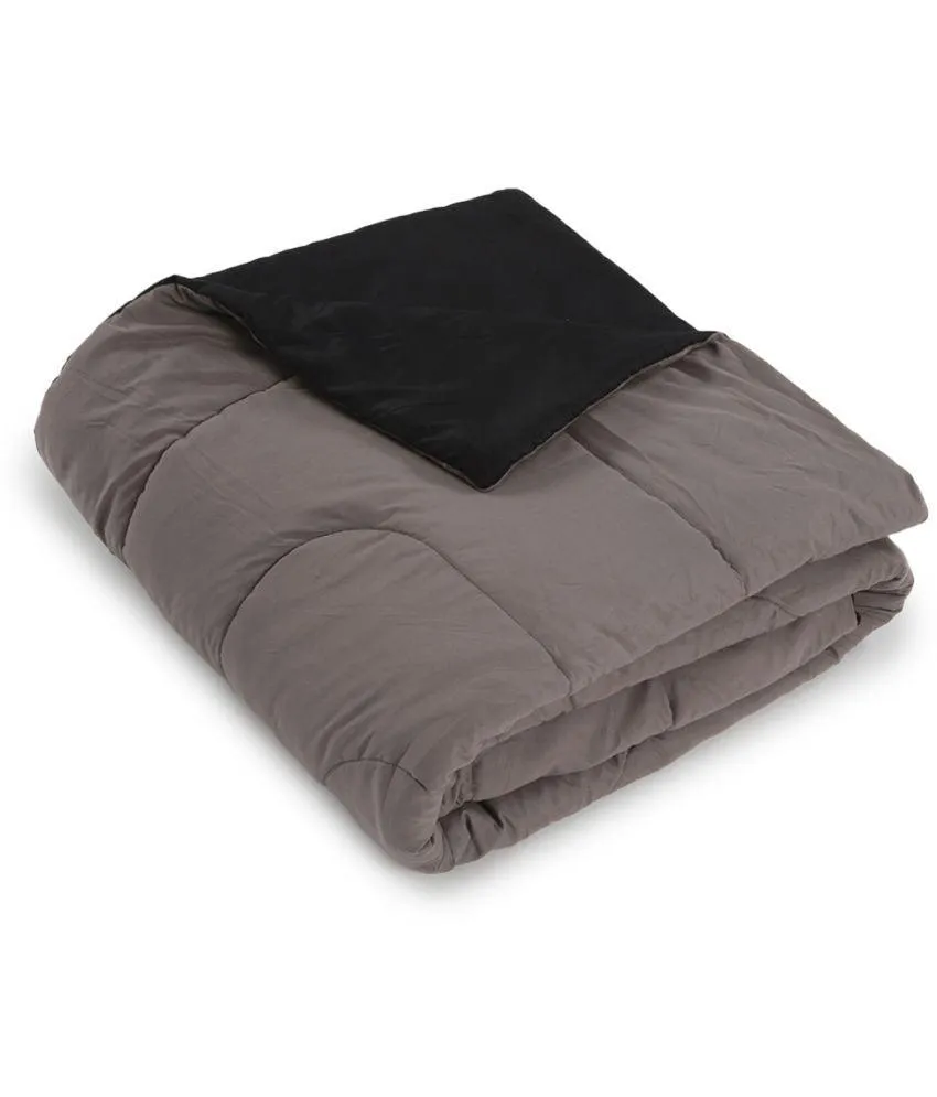 Black & Grey Solid Double Comforter (220 X 210 Cm, Black)