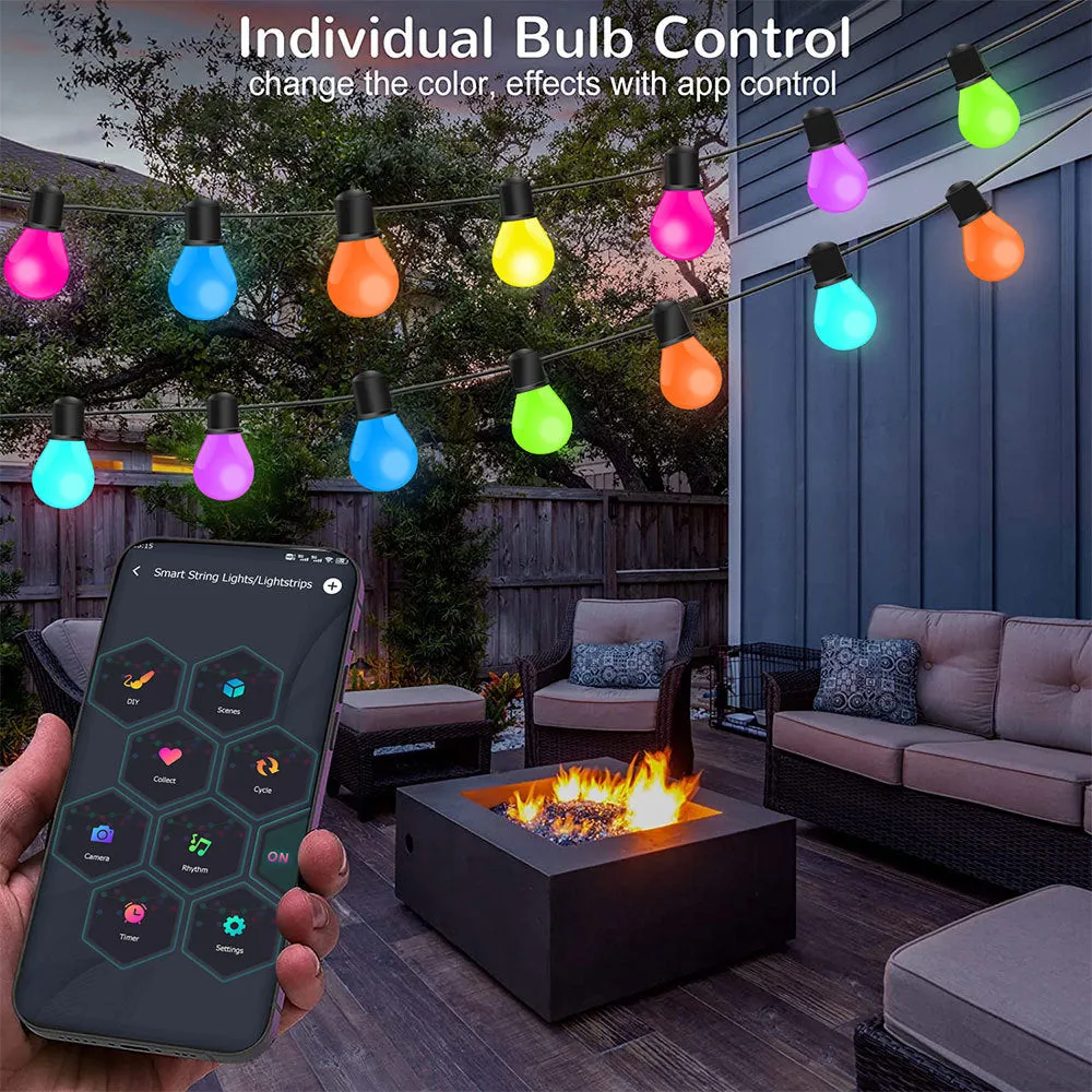 Bluetooth LED G40 String Lights: Vibrant Decor for Gazebos, Gardens, and Holidays