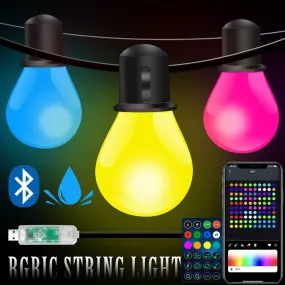 Bluetooth LED G40 String Lights: Vibrant Decor for Gazebos, Gardens, and Holidays