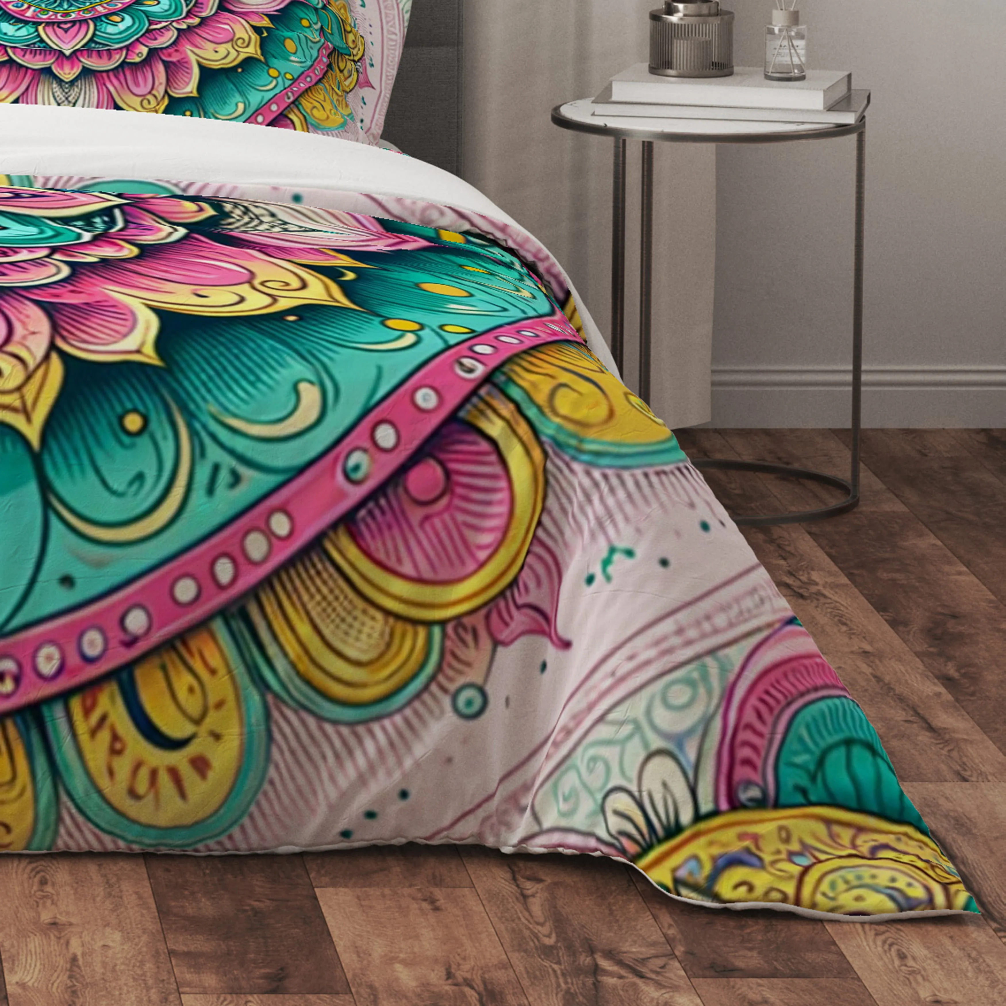 Bohemian Beautiful Sunshine Indian Mandala Reversible Quilt Cover Duvet Cover Set