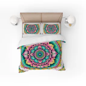 Bohemian Beautiful Sunshine Indian Mandala Reversible Quilt Cover Duvet Cover Set