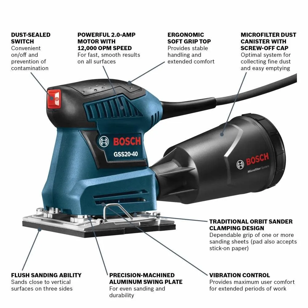 Bosch GSS20-40 1/4-Sheet Orbital Finishing Sander