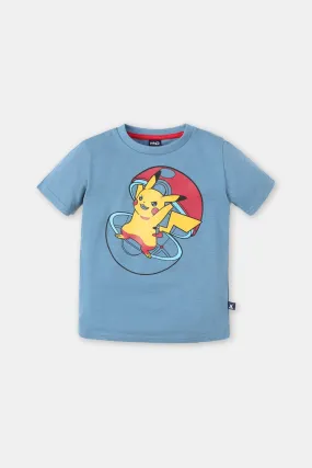 Boys' Pikachu Graphic Blue Half Sleeve Tee