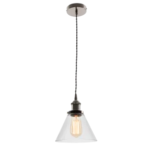 Bright Star Lighting PEN576 SATIN E27 CLEAR GLASS GREY CABLE Pendant