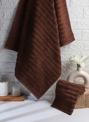 Brown Cotton 525 GSM Towel Set Pack of 2 (1 Bath & 1 Hand Towel)