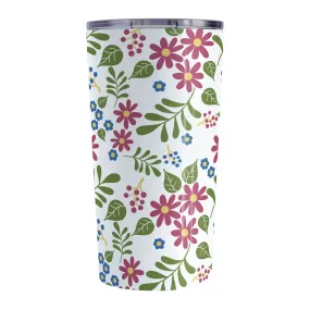 Burgundy Blue Green Flowers Pattern Tumbler Cup