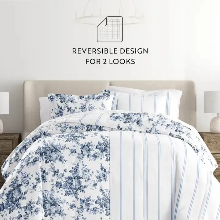 Cabbage Rose Down Alternative Patterned Comforter Set