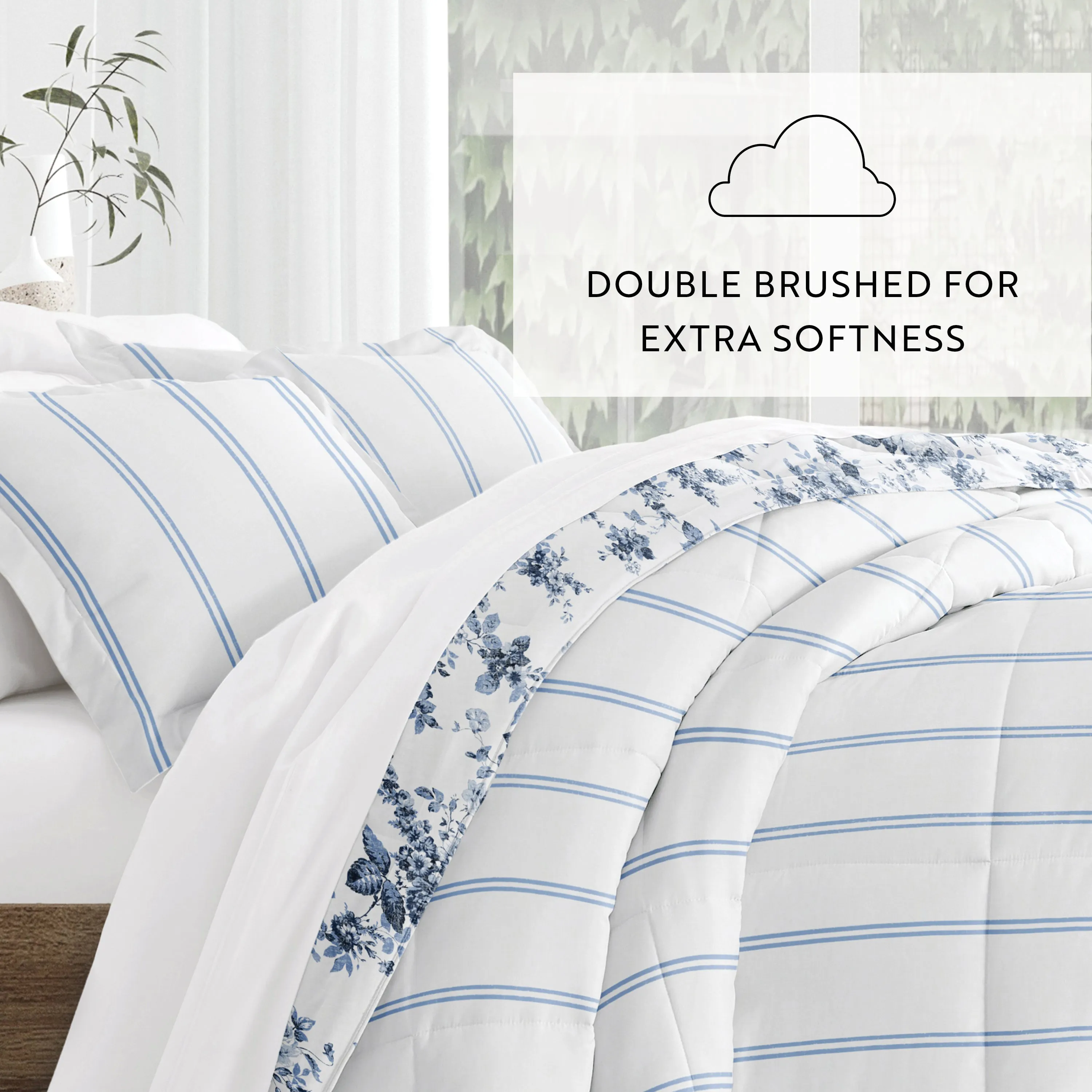 Cabbage Rose Reversible Down-Alternative Comforter Set