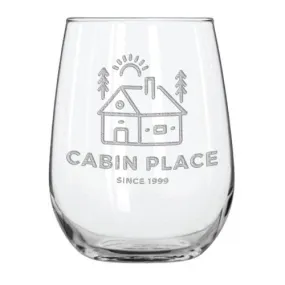 Cabin Place 15.25 oz. Etched Stemless Wine Glass Sets