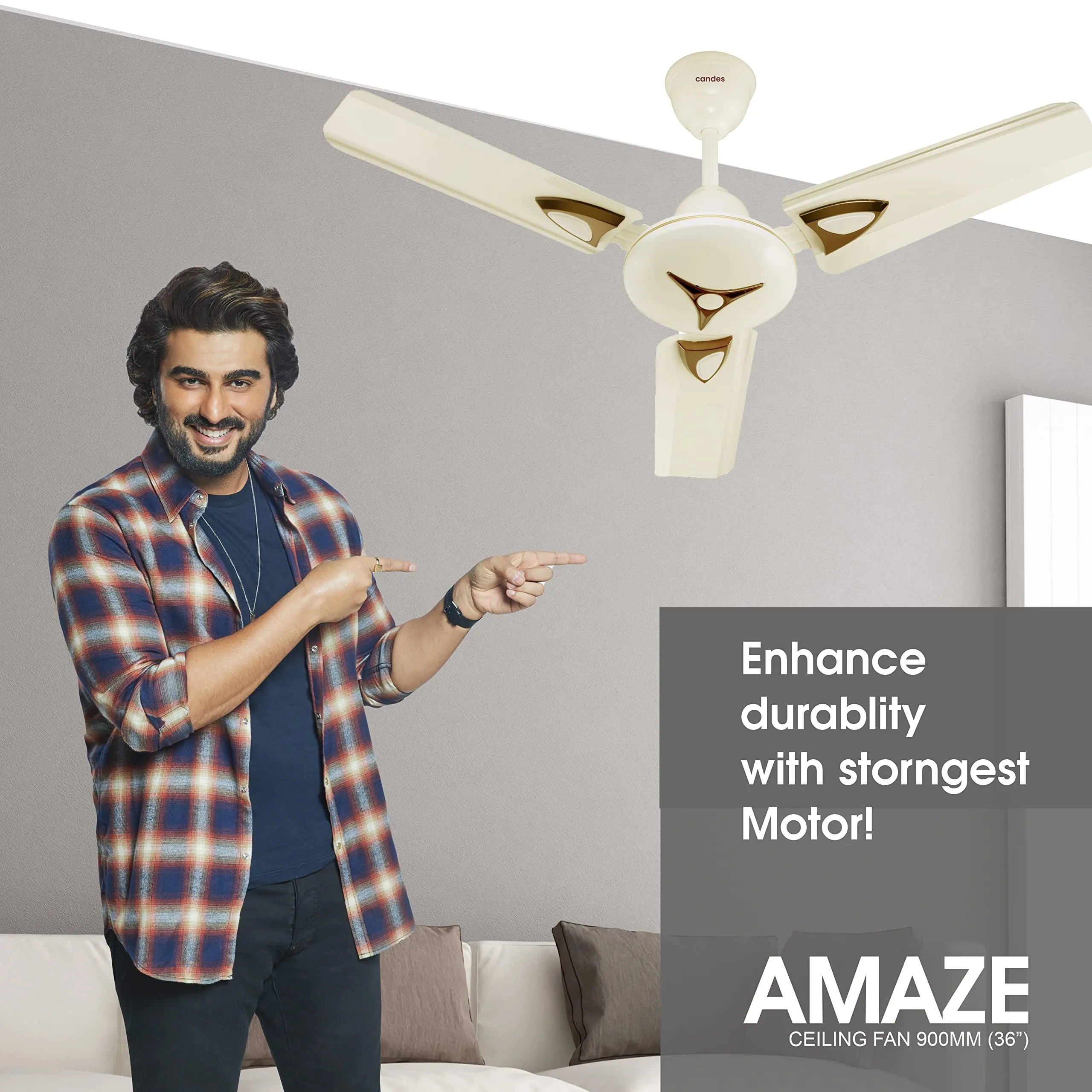 Candes Amaze 900Mm /36 Inch, 405 Rpm High Speed Ceiling Fans For Home | Bee 3 stars Rated, High Air Delivery, Noiseless & Energy Efficient | 1 1 Years Warranty | Ivory, Pack Of 2