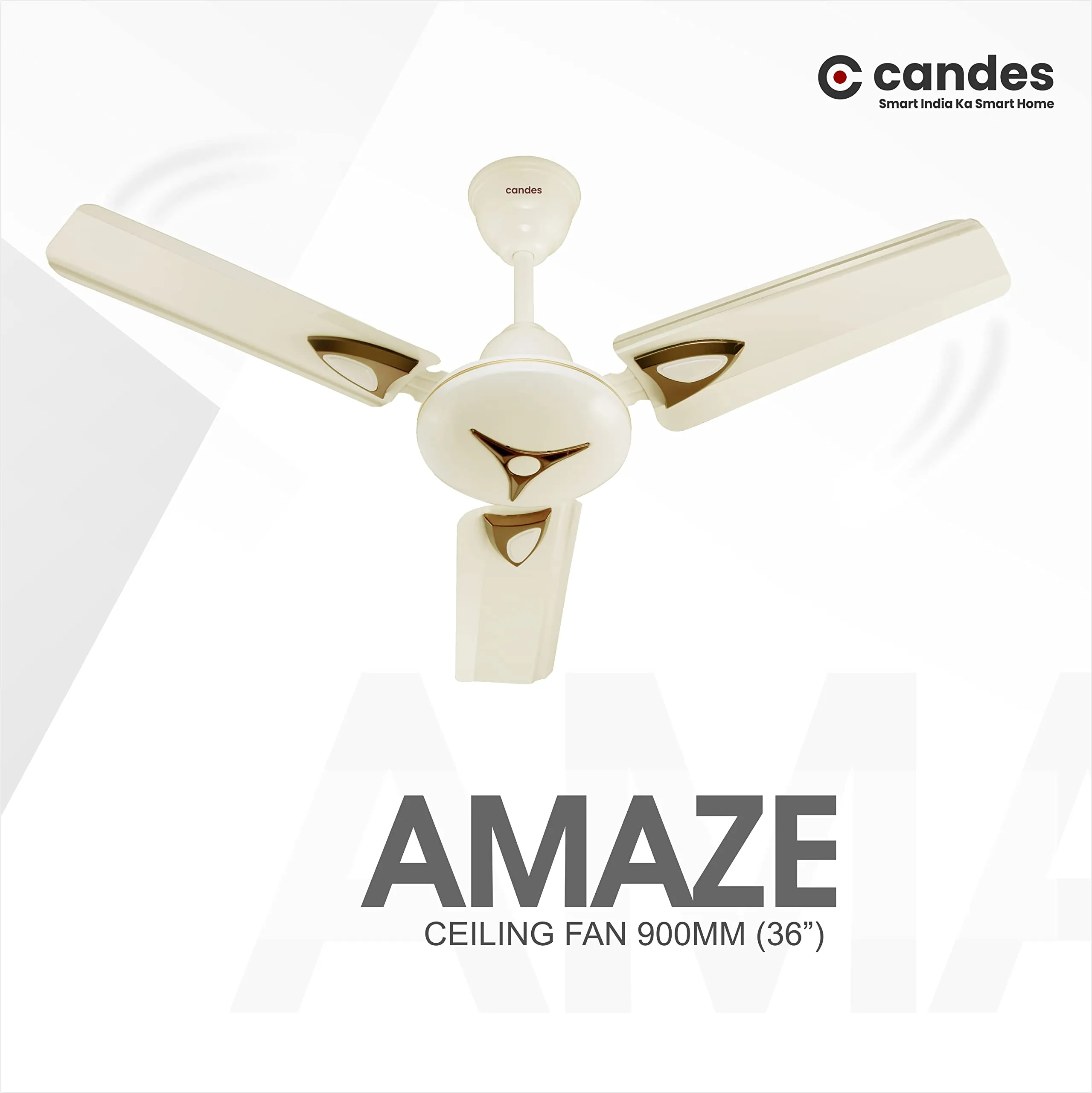 Candes Amaze 900Mm /36 Inch, 405 Rpm High Speed Ceiling Fans For Home | Bee 3 stars Rated, High Air Delivery, Noiseless & Energy Efficient | 1 1 Years Warranty | Ivory, Pack Of 2