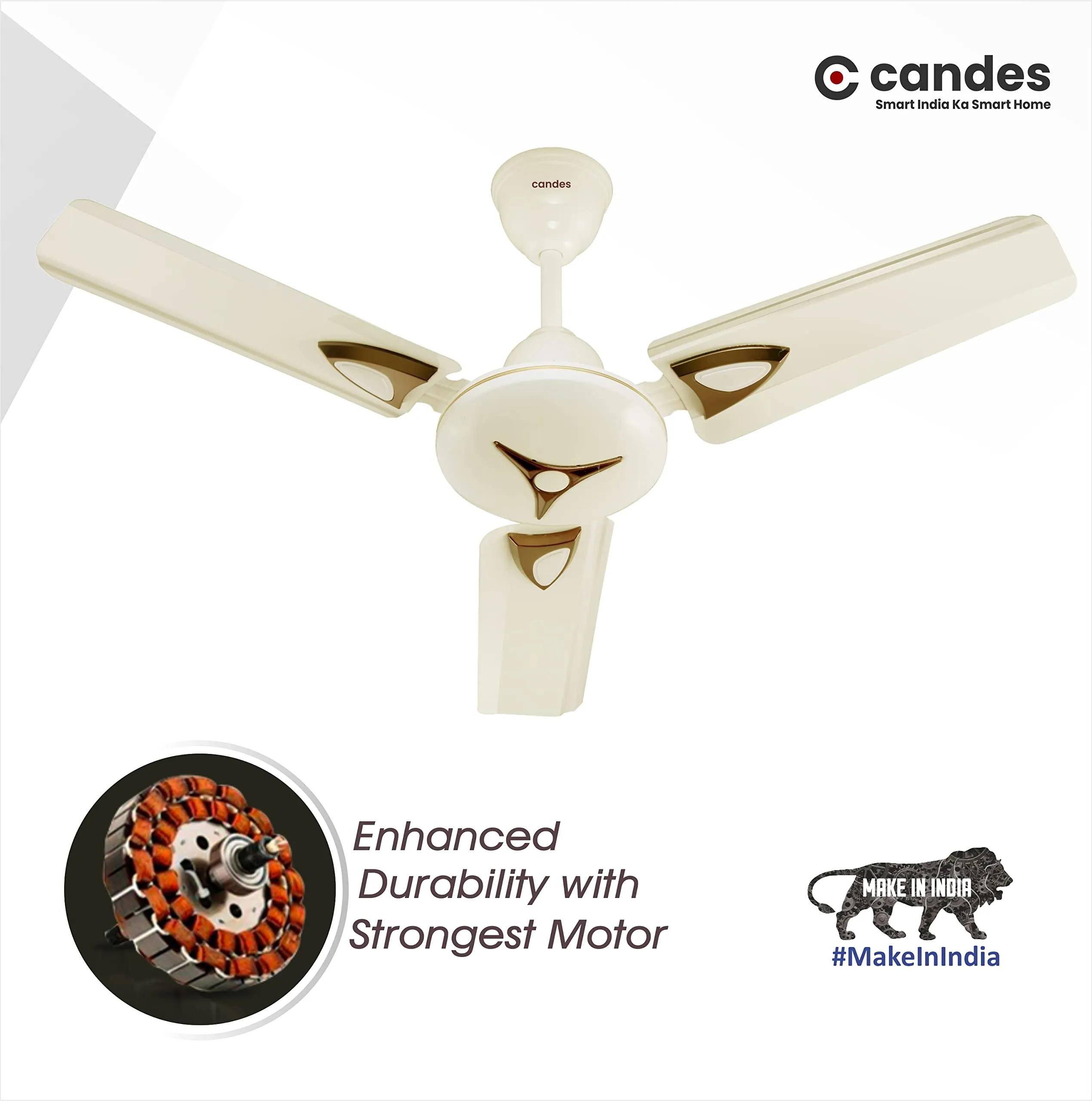 Candes Amaze 900Mm /36 Inch, 405 Rpm High Speed Ceiling Fans For Home | Bee 3 stars Rated, High Air Delivery, Noiseless & Energy Efficient | 1 1 Years Warranty | Ivory, Pack Of 2