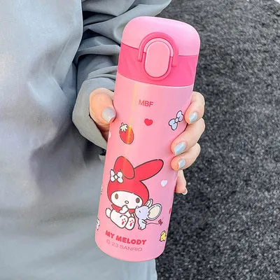 Cartoon Straw Vacuum Bottle 420ml