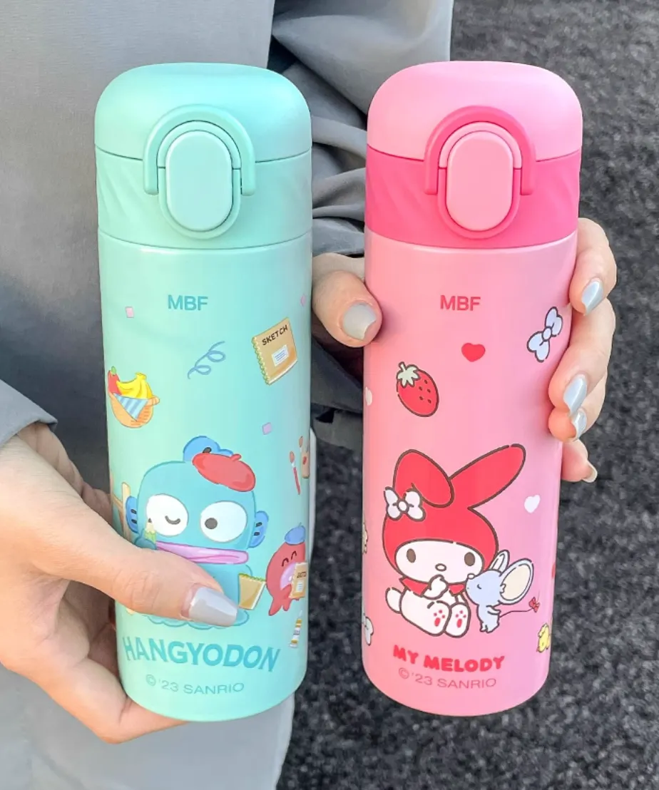 Cartoon Straw Vacuum Bottle 420ml