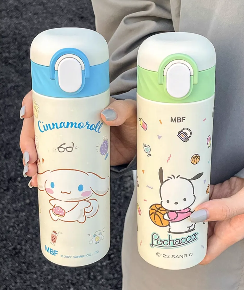 Cartoon Straw Vacuum Bottle 420ml