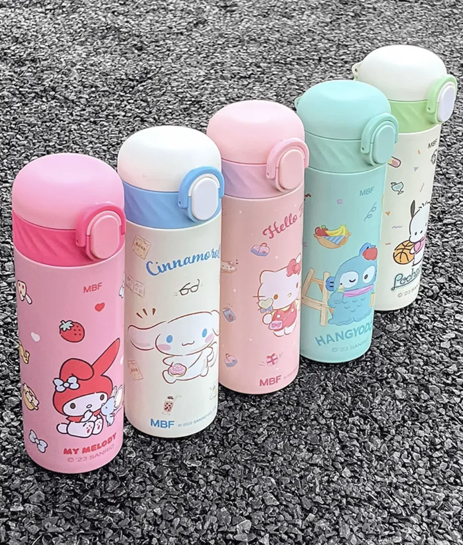 Cartoon Straw Vacuum Bottle 420ml