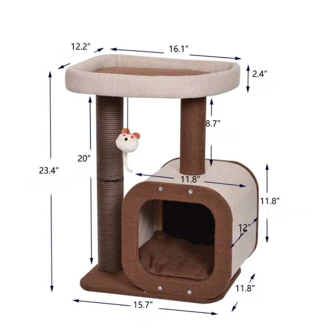 Catry Isla Cat Tree with Condo and Paper Rope Scratch Post