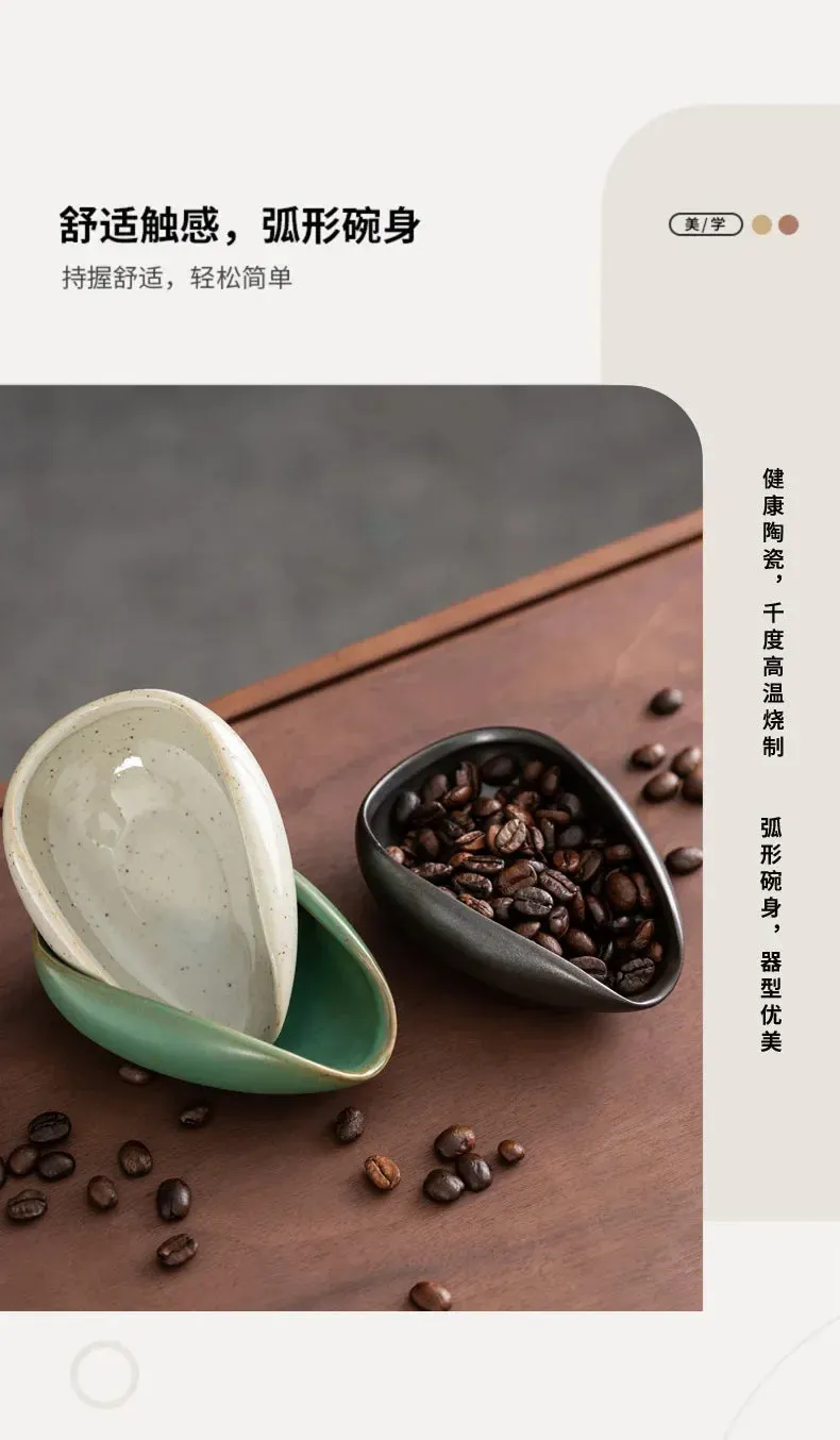 Ceramic Coffee Beans Dosing Cup Trays | Pottery Espresso Bean Scoop | Precision Coffee Accessories