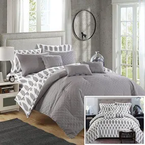 Chic Home 10 Piece Comforter Set, Queen, Grey