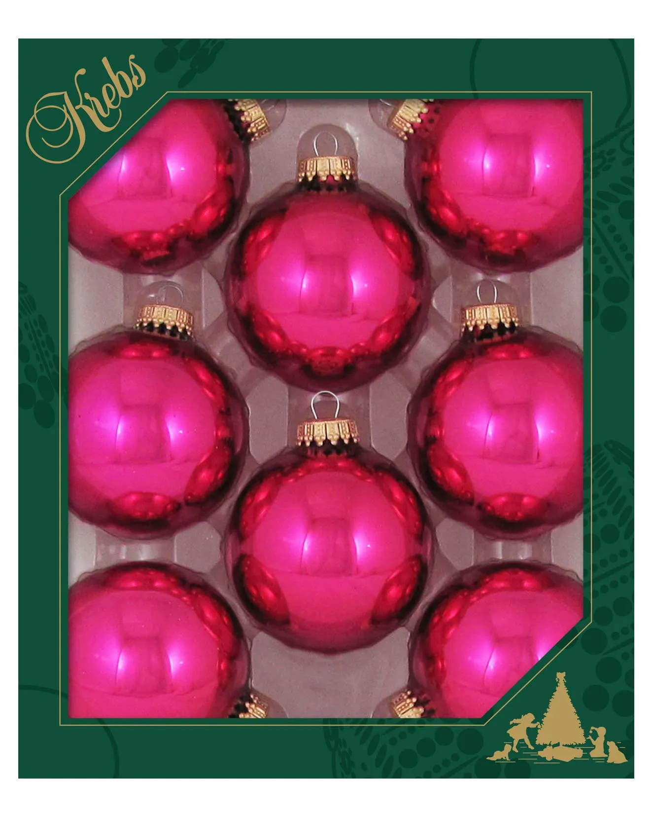 Christmas by Krebs Cabernet Shine 2.63 in Glass Christmas Tree Ornaments Set of 8