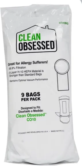 Clean Obsessed CO10/CO1024 Backpack Hepa Filter Bags 9PK