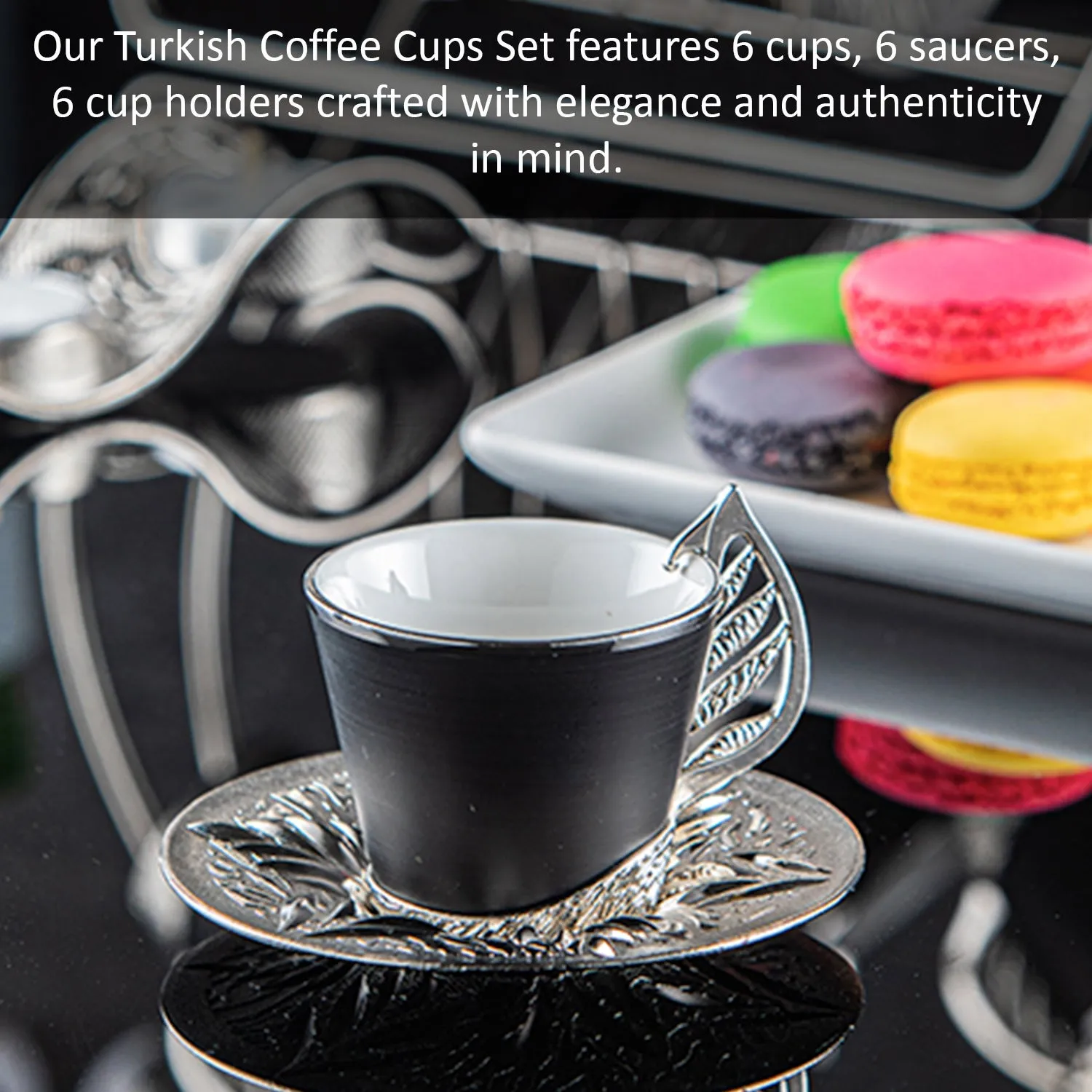 Colorful Coffee Cup Set for 6 People with Stand, 19 Pcs, 2.36 Oz