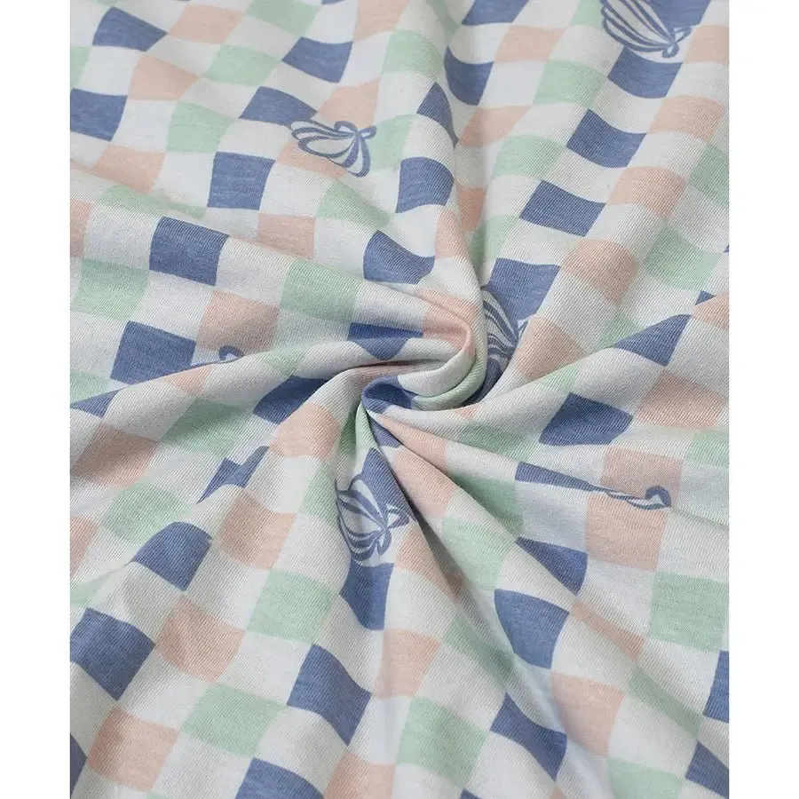 Comforter With Check Design - Blue