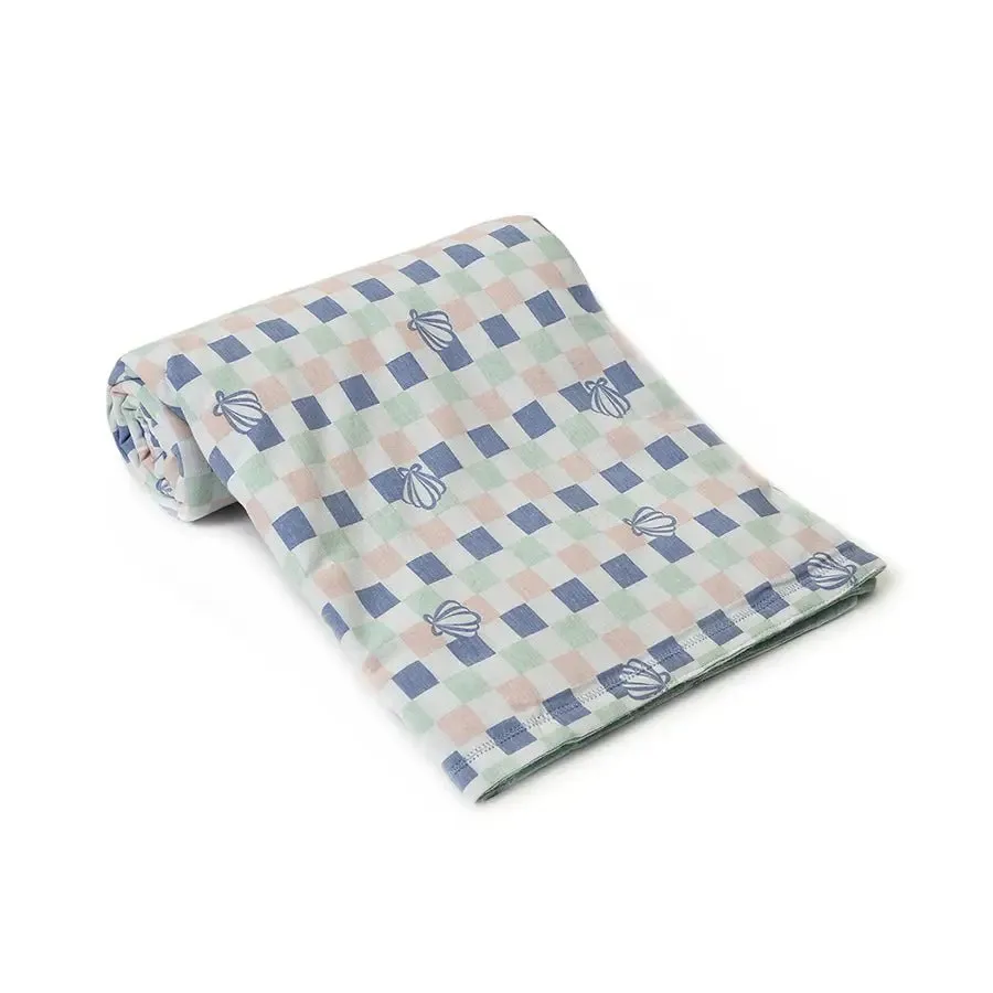 Comforter With Check Design - Blue