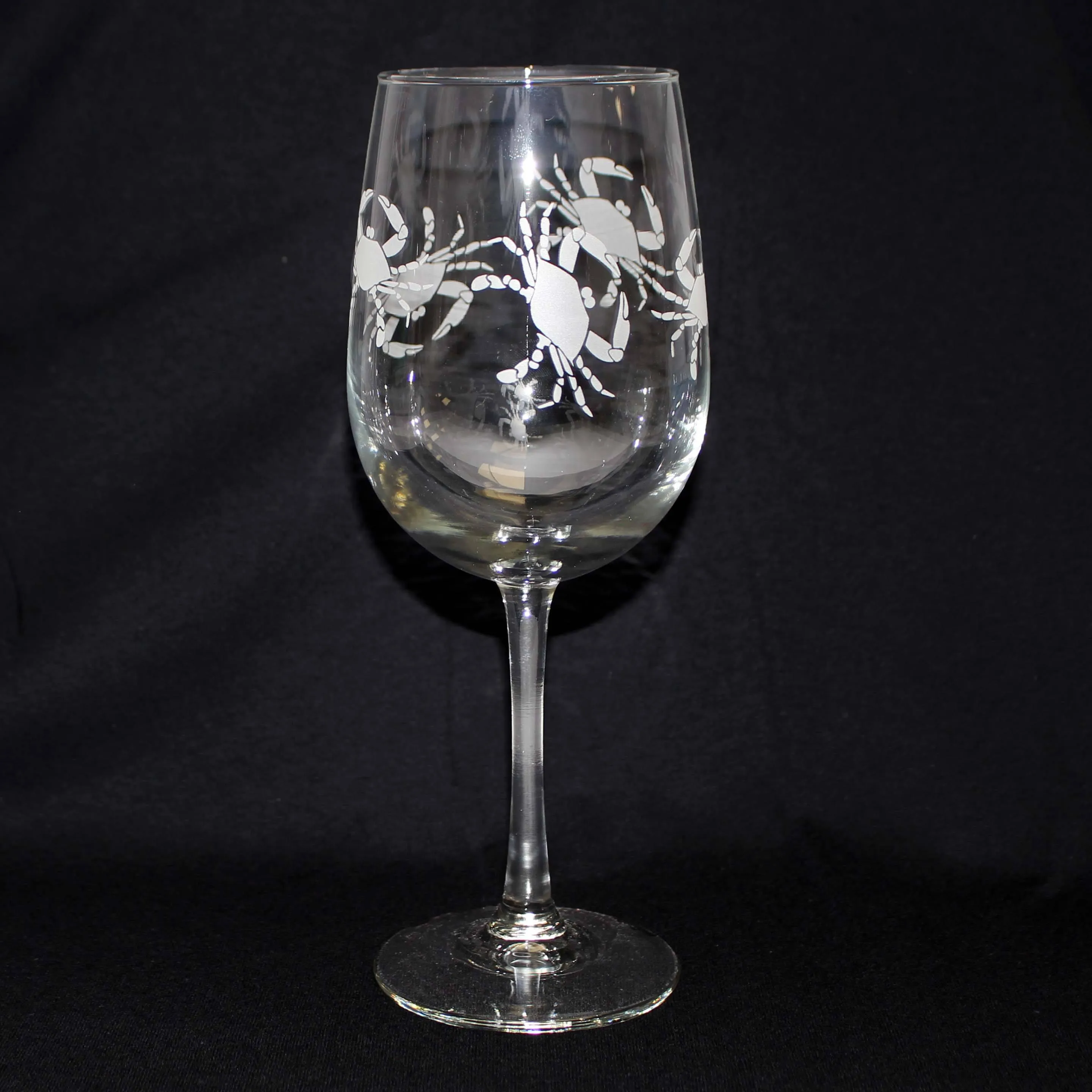 Crab Etched Pattern / Wine Glass