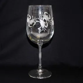 Crab Etched Pattern / Wine Glass