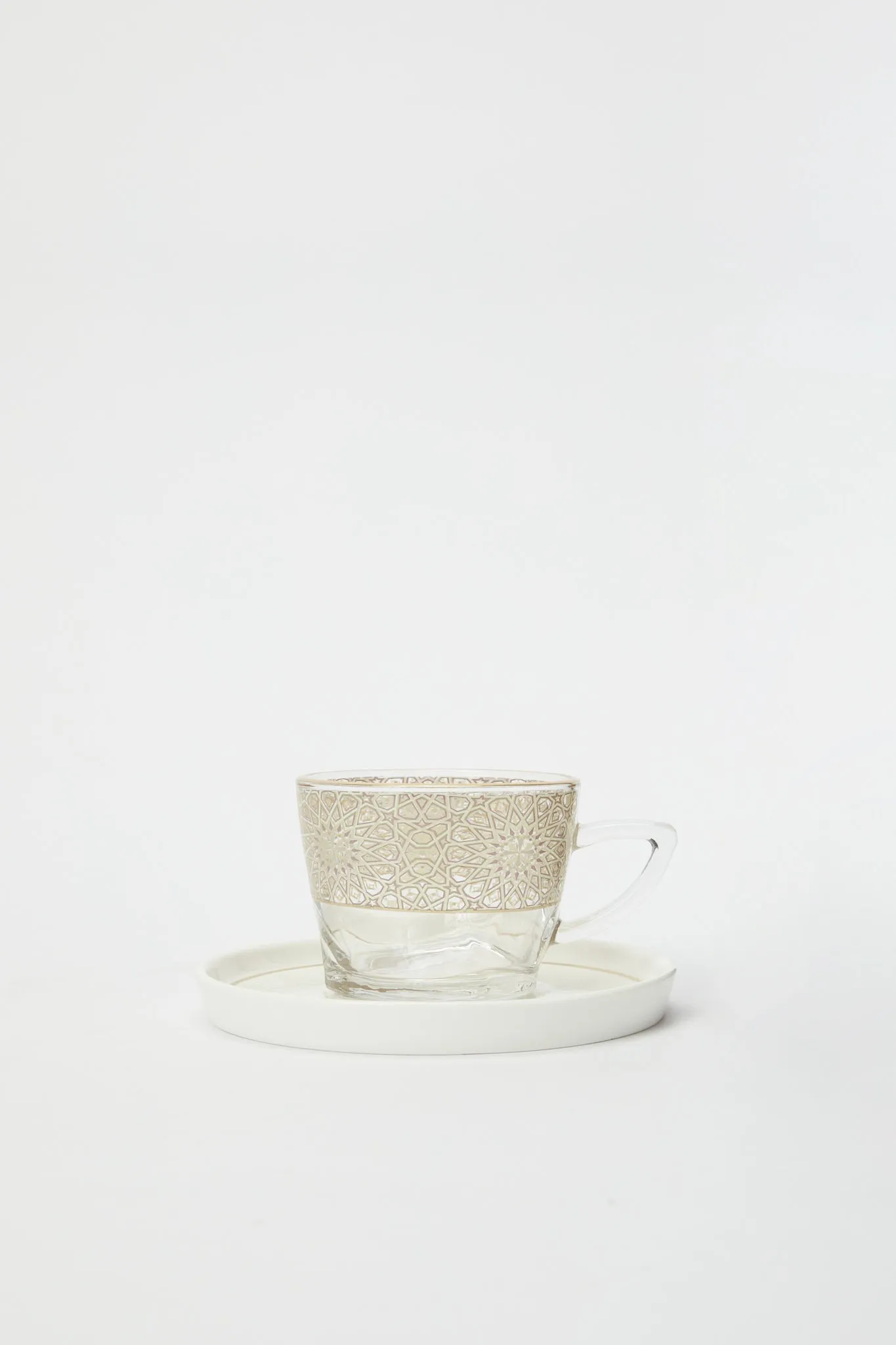 Cream Geometric Tea Cup & Saucer (2 Piece)