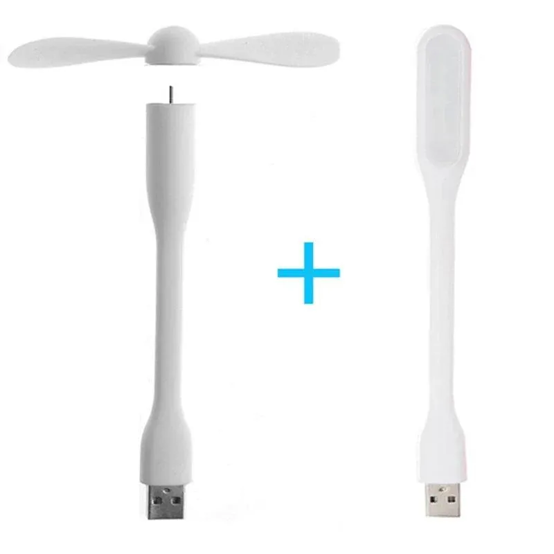 Creative Mini USB Fan & USB LED Light Flexible Bendable Cooling Fan and Lamp For Power Bank & Notebook & Computer Summer Gadget