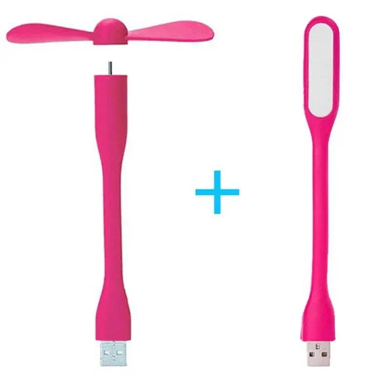 Creative Mini USB Fan & USB LED Light Flexible Bendable Cooling Fan and Lamp For Power Bank & Notebook & Computer Summer Gadget