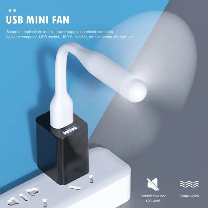 Creative Mini USB Fan & USB LED Light Flexible Bendable Cooling Fan and Lamp For Power Bank & Notebook & Computer Summer Gadget