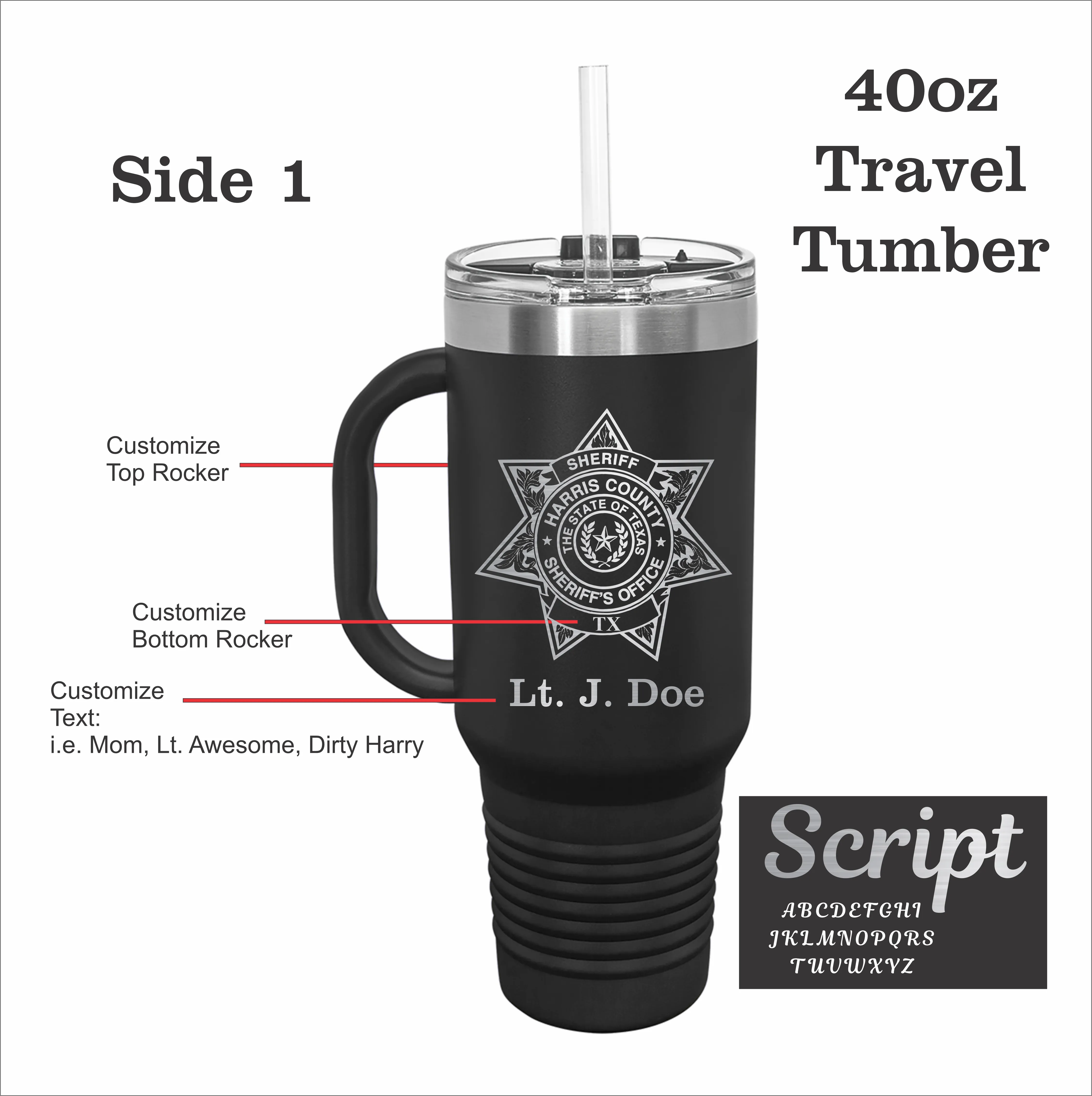 Custom HCSO 40oz Travel Tumbler with Patch