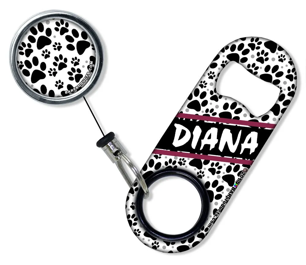 CUSTOMIZABLE Mini Bottle Opener with Retractable Reel - Puppy Love