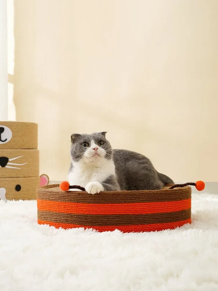 Cute Bee Cat Scratcher Cat Pad Scratching Sisal Bowl Bed