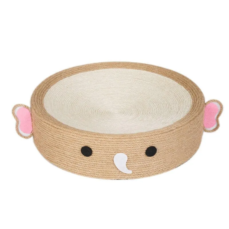 Cute Elephant Cat Scratcher Cat Pad Scratching Sisal Bowl Bed