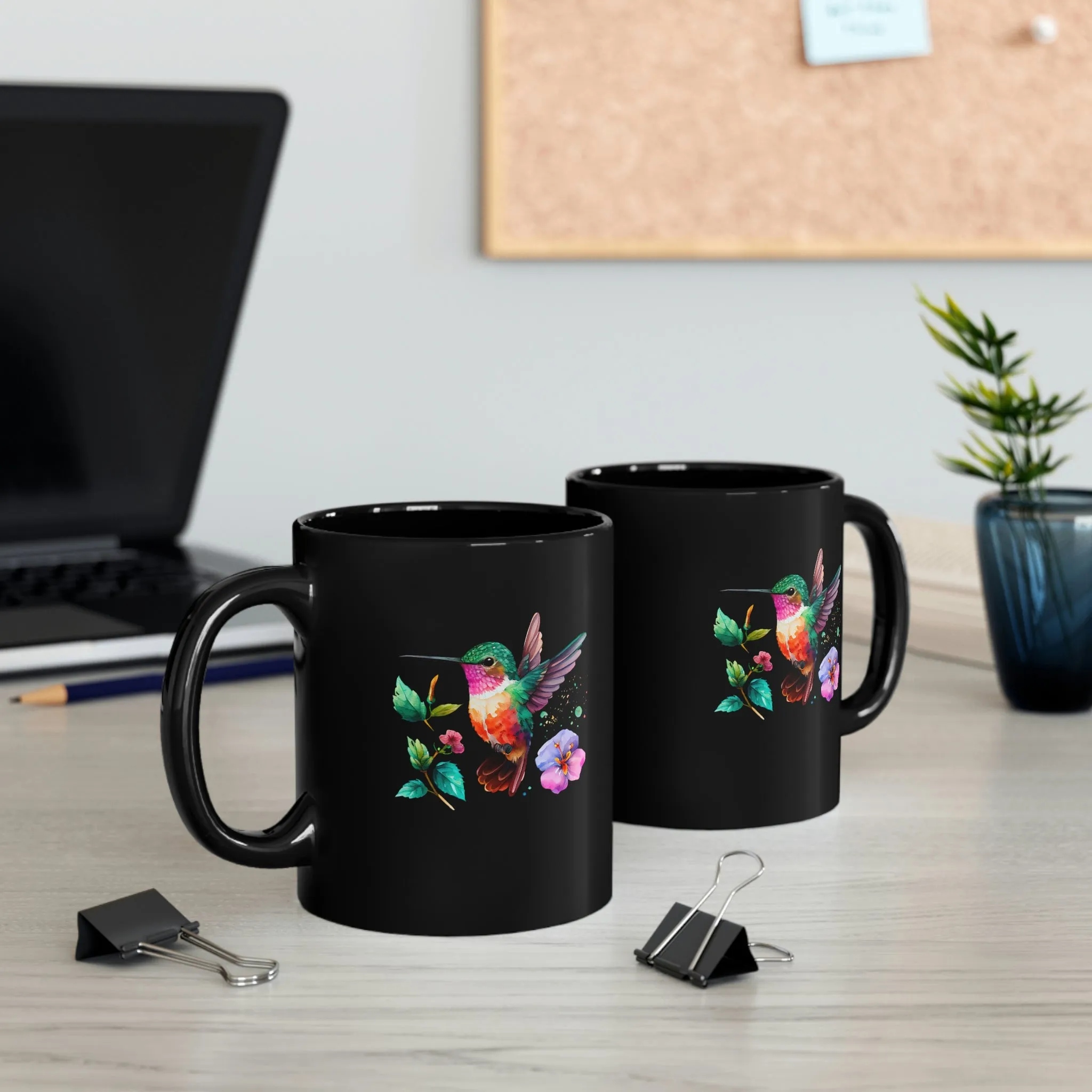 Cute Hummingbird 4 - 11oz Black Mug