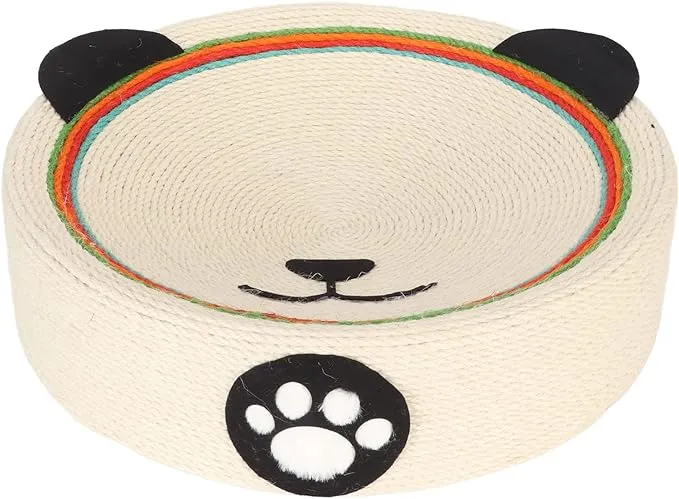 Cute Panda Cat Scratcher Cat Pad Scratching Sisal Bowl Bed