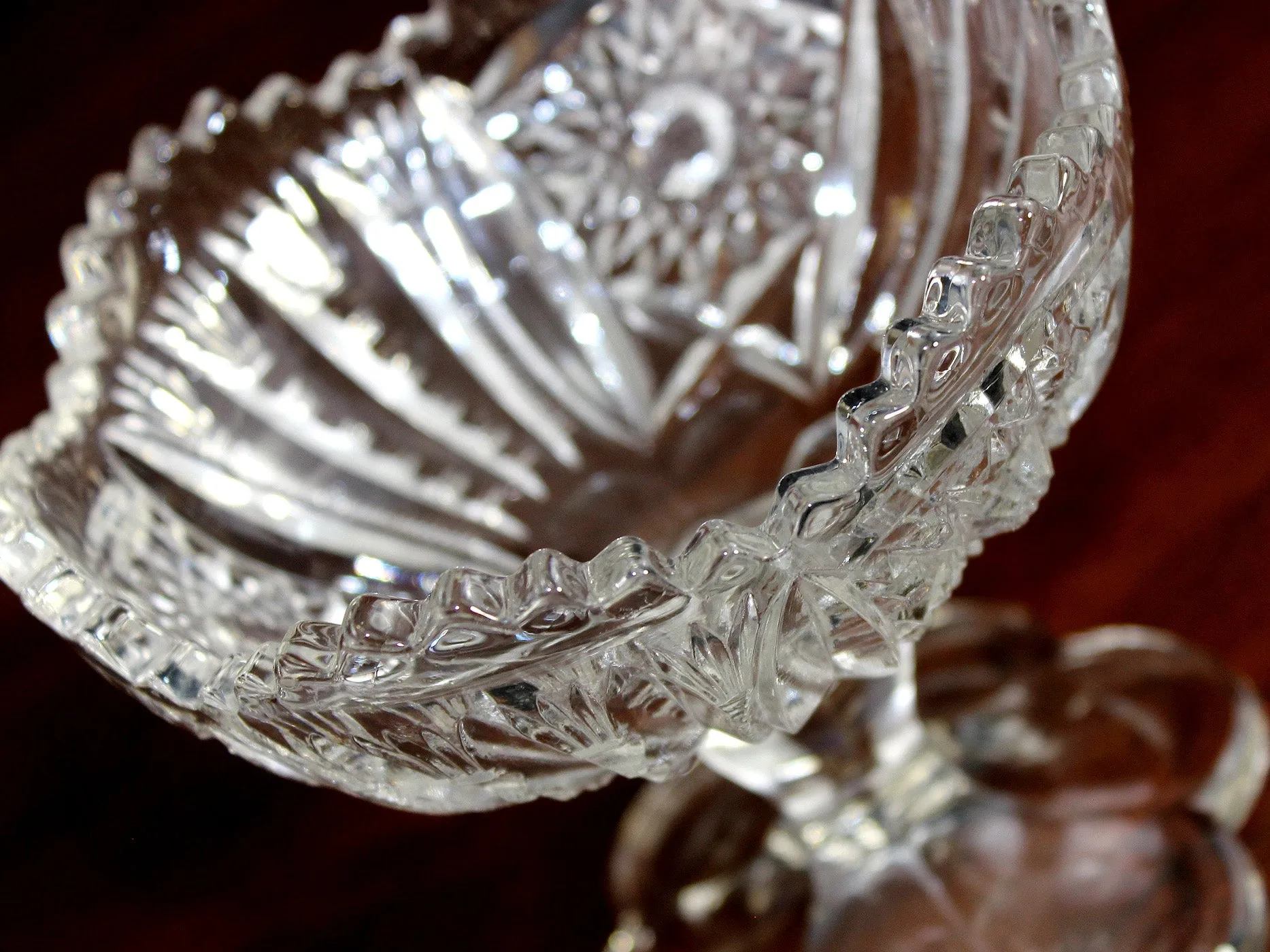 Daisy & Button Crystal, Pedestal Compote, Clear Cut Candy Dish 18212