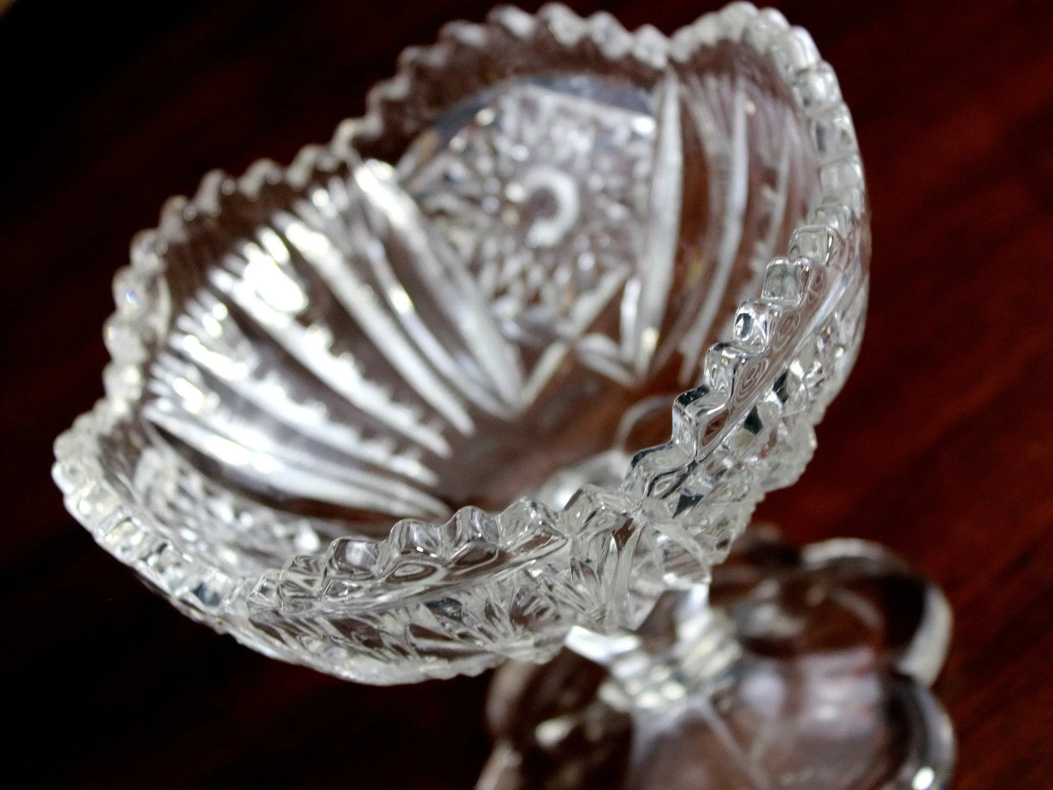 Daisy & Button Crystal, Pedestal Compote, Clear Cut Candy Dish 18212