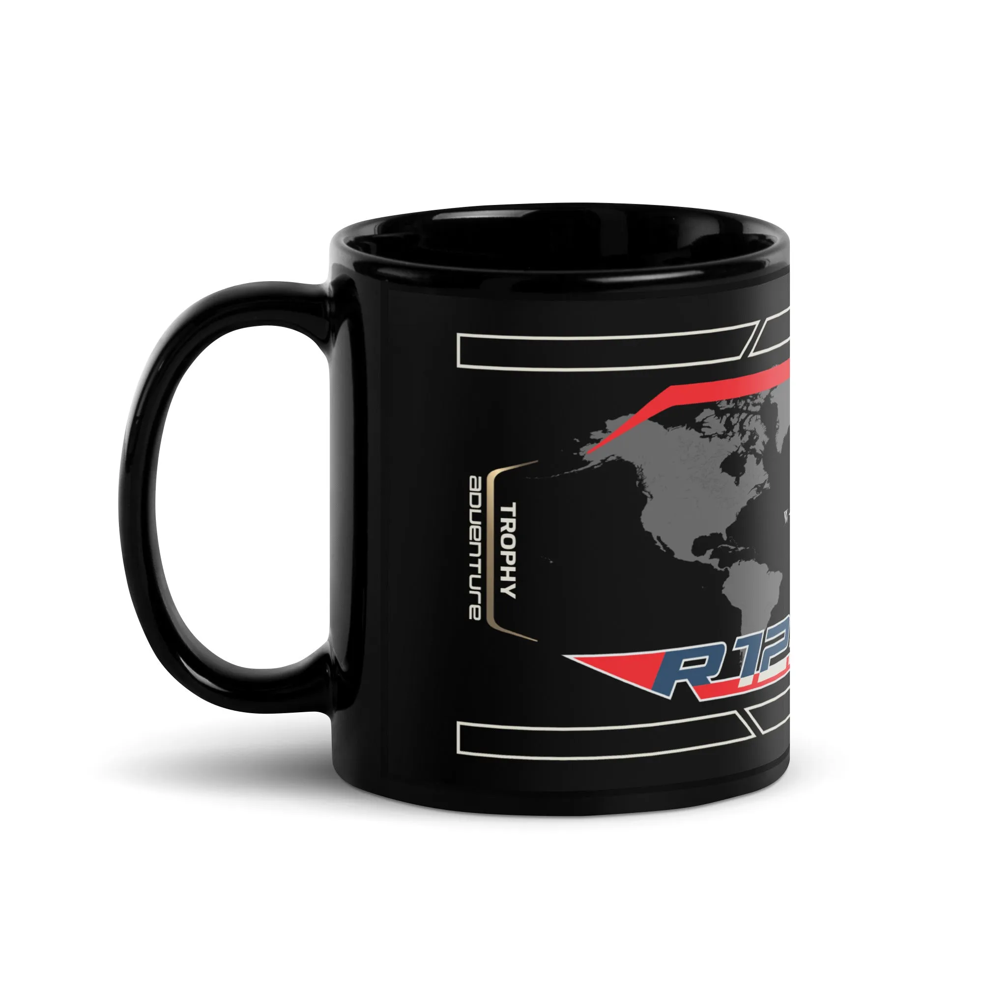 Designed Black Glossy Mug - Cup Inspired BMW R1250GS Trophy Motorcycle Model - MM6247